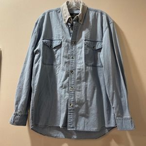 Vintage Redhead 100% cotton Men’s Sz M Two-tone Denim Button Up Shirt